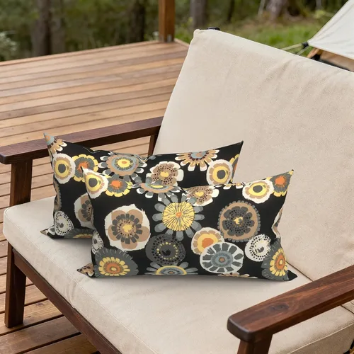 Miniatura 885 de Juego de 2 almohadas para exteriores de 16 x 16 pulgadas, repelentes al agua con interiores, para muebles de patio, hogar, jardín, geometría bohemia