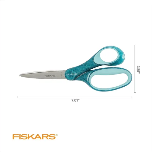 Miniatura 3 de Fiskars 7" Tijeras con brillo para estudiantes de 12 a 14 años (paquete de 2), tijeras para la escuela o manualidades, suministros para el regreso a