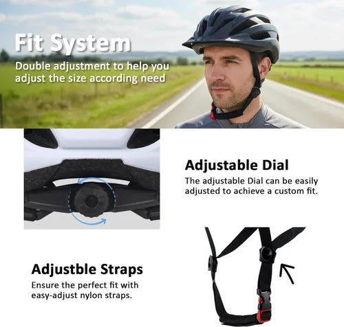 Miniatura 3 de Bilaki Casco de bicicleta para adultos, mujeres, hombres, jóvenes, niños, cascos ligeros de bicicleta de montaña con esfera ajustable y visera