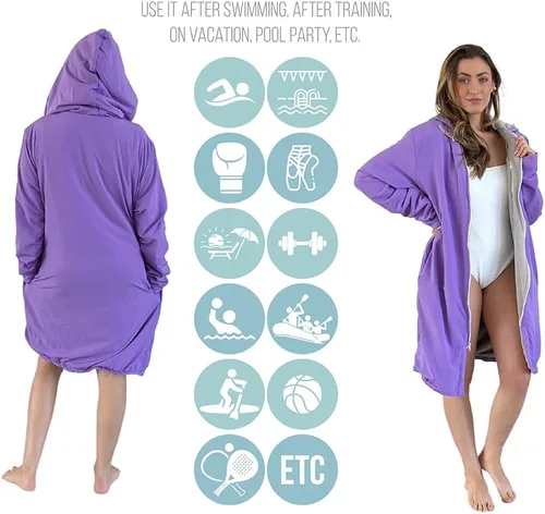 Miniatura 7 de MACAR Parka de natación impermeable con forro polar, ideal para actividades junto a la piscina y al aire libre