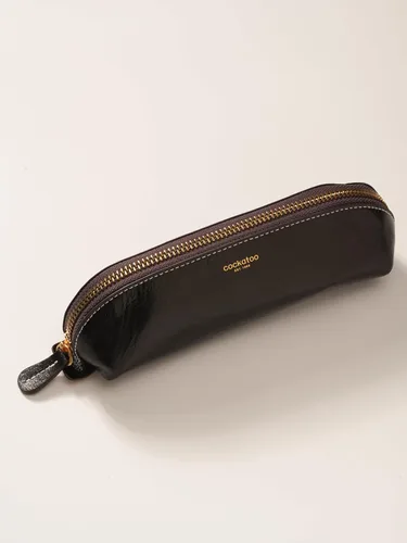 Miniatura 11 de Cockatoo Estuche para lápices de piel auténtica, soporte para accesorios, bolsa de papelería, estuche con cremallera para el trabajo y la oficina