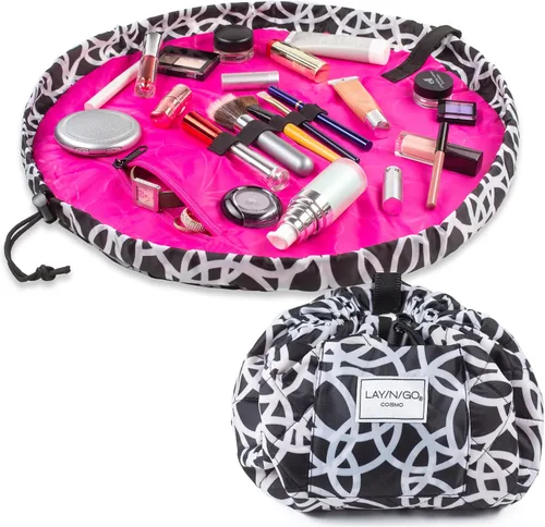 Miniatura 31 de Lay-n-Go Cosmo Layflat - Organizador de cosméticos y maquillaje con cordón y bolsillo con cremallera, bucles para cepillos y más, se ajusta