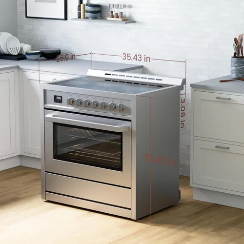 Miniatura 3 de Rangaire RRE361TS Cocina Eléctrica de 36" con Horno y Temporizador - Acero Inoxidable, Quemadores de Estufa Infrarrojos, Convección Verdadera