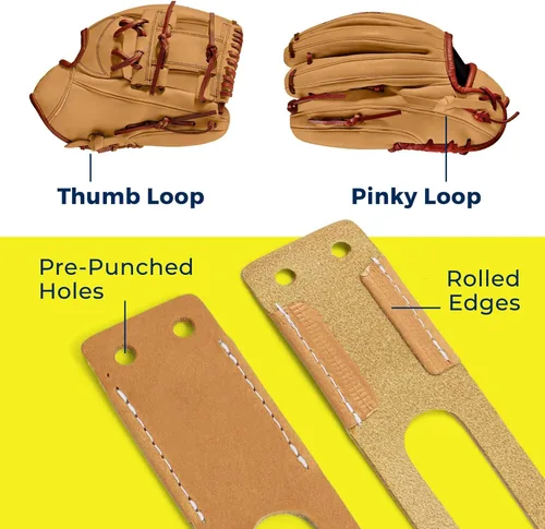Miniatura 7 de TOFL Baseball Thumb & Pinky Replacement Loops for Baseball Gloves & Softball Mitts to Match Glove Relace Kit