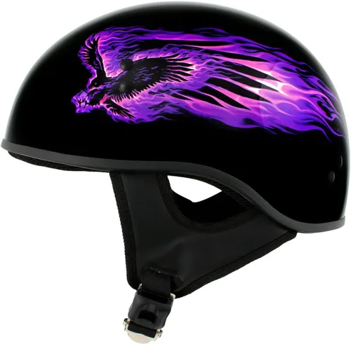 Miniatura 3 de Hot Leathers HLD1007 'Black Out Eagle' - Medio casco para motocicleta con diseño de calavera, color negro brillante, para hombres y mujeres, talla M