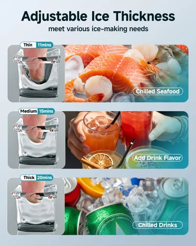 Miniatura 3 de EUHOMY Máquina comercial para hacer hielo, máquina de hielo de acero inoxidable de 100 libras/24 horas debajo del mostrador con contenedor