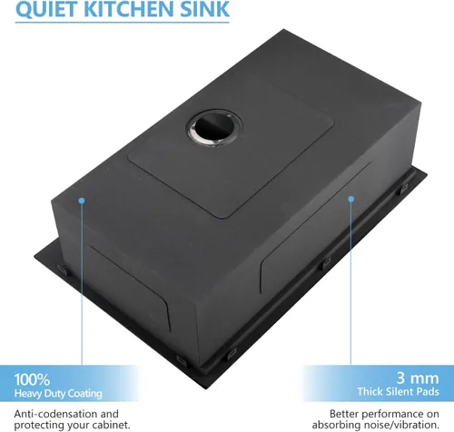 Miniatura 8 de Scamall - Fregadero de cocina con estación de trabajo, 33 x 22 x 10 pulgadas, fregadero de cocina negro 304 de acero inoxidable 304 con montaje