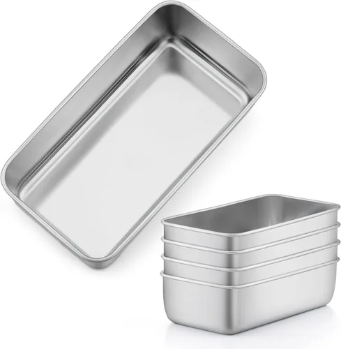 Miniatura 22 de LIANYU Paquete de 4 mini moldes para hornear pan, 6.3 x 3.5 pulgadas, molde pequeño de acero inoxidable para pan casero, molde de hojalata