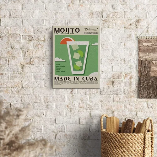 Miniatura 4 de Divertida impresión en lienzo de cóctel Mojito Art Wall Painting Posters de 12 x 15 pulgadas, decoración moderna para el hogar, cocina, bar