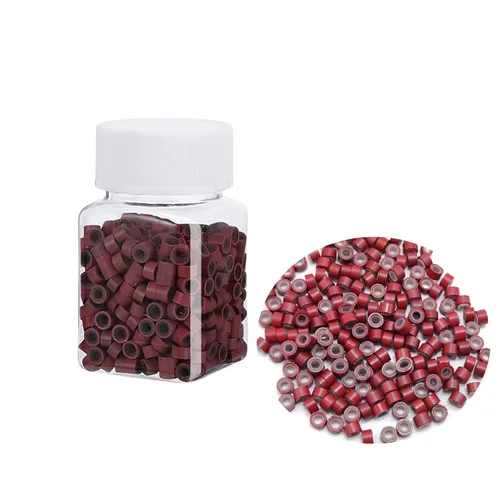 Miniatura 16 de 500 anillos de silicona con microeslabones de 0.197 in para extensiones de cabello, herramientas de microenlaces de aluminio para extensiones