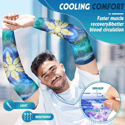 Miniatura 4 de Mepase 8 pares de mangas de jardinería deportivas mandalas para mujeres y hombres, protección solar UV, mangas de enfriamiento, protección de brazo