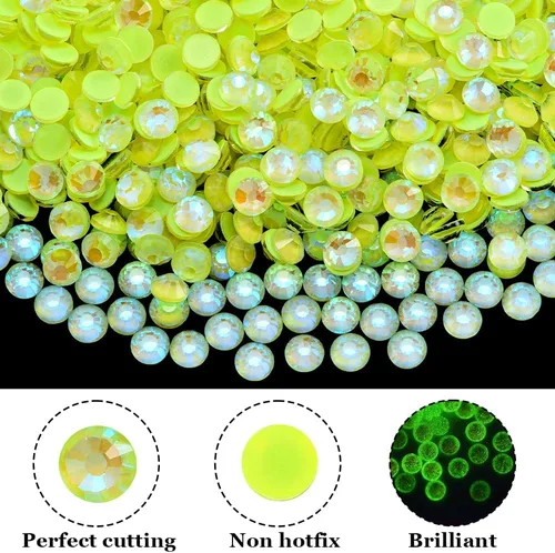 Miniatura 2 de Diamantes de imitación de cristal con parte trasera plana, gemas luminosas, 1440 unidades de diamantes de imitación de cristal no termoadhesivos