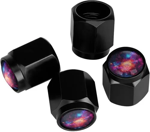 Miniatura 16 de Wolf - Tapones de válvula de neumático con bandera americana, tapas de válvula de neumático de aluminio negro, cubiertas universales