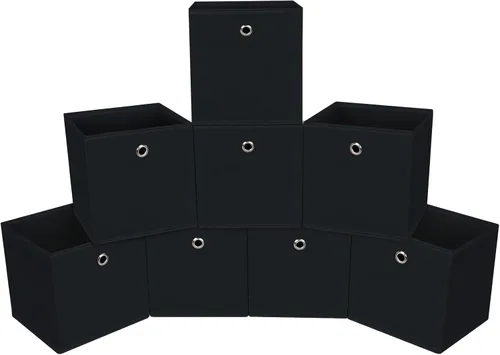 Miniatura 46 de Cubos de Almacenamiento Plegables Negros Contenedores, Cubos de Almacenamiento de Tela de 11 Pulgadas, Cajas de Almacenamiento de Tela, Cubos