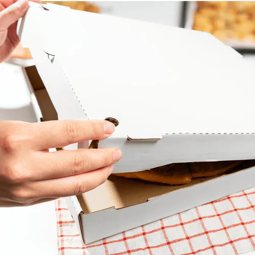 Miniatura 3 de Karat Cajas de pizza de 20,3 x 20,3 cm [paquete de 50] Cajas corrugadas de impresión roja clásica Ventiladas, resistentes a la grasa, duraderas