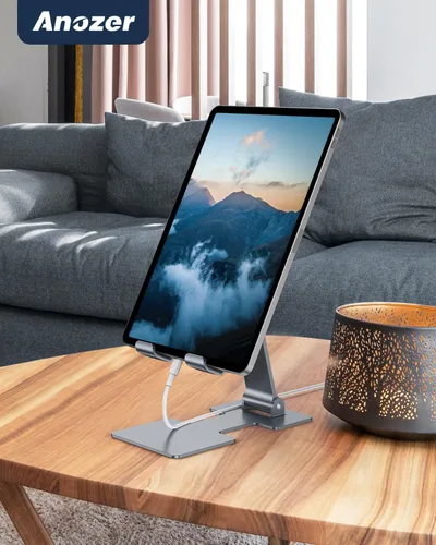 Miniatura 7 de Anozer Soporte para tableta, soporte ajustable para tablet de escritorio, plegable para iPad Air 5/4/Mini 6/Mini 5/10.2/Pro 12.9/Pro 11, monitor