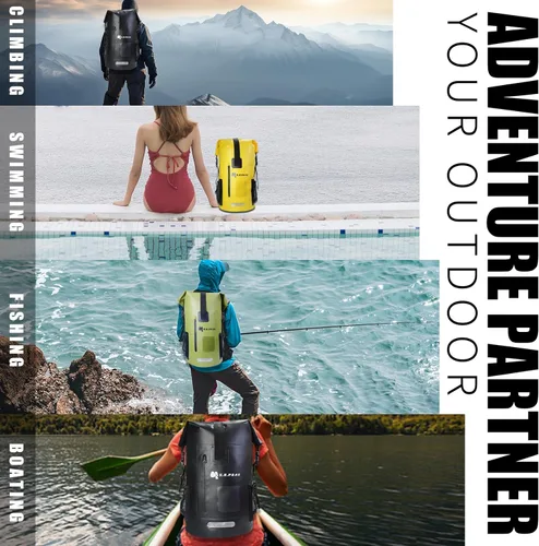 Miniatura 7 de Mochila impermeable IPX6, bolsa con cierre enrollable y accesorios de kayak, esenciales para camping, natación, playa, pesca, rafting, viajes, Verde