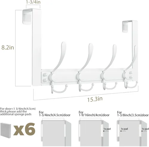 Miniatura 2 de Ganchos Resistentes para Puerta a Prueba de Óxido - Toallero de 25 lb para Puerta, Gancho de Toalla para Puerta, Colgador de Puerta para Baño