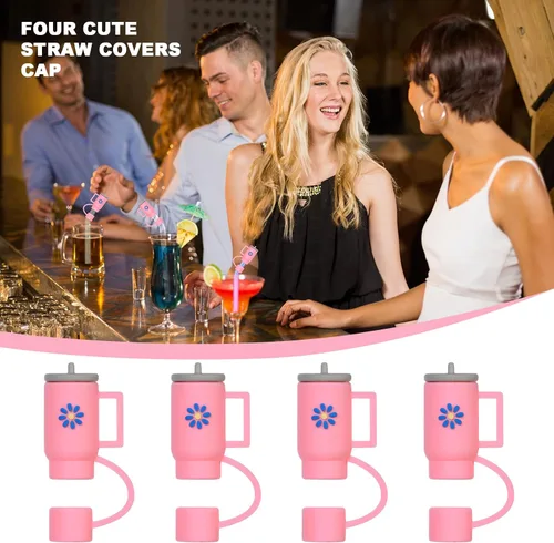 Miniatura 3 de AUAUY 4 fundas de popote para taza Stanley de 40 onzas y 30 onzas, puntas de popote reutilizables de 0.4 pulgadas/0.394 in, accesorios lindos