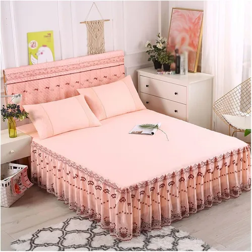 Miniatura 11 de OTBK Falda de cama individual blanca con volantes y borlas, estilo bohemio, falda de cama con encaje, volantes, floral, Shabby Chic juegos de ropa
