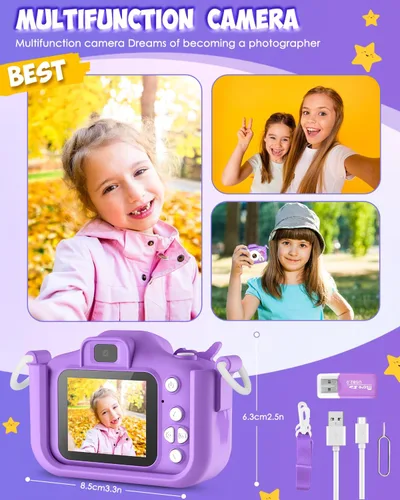 Miniatura 2 de Juguetes de cámara para niños de 3 a 12 años, cámara de unicornio para niñas, regalos de Navidad y cumpleaños para niñas, cámara de video digital
