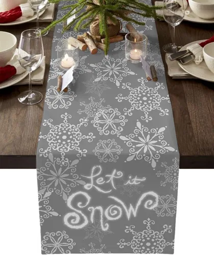 Miniatura 12 de Christmas Table Runner Snowflake Winter Holiday Table Runners for Christmas Non-Slip Teal Blue Dinner Runner Party Decorations 13x36 Inch