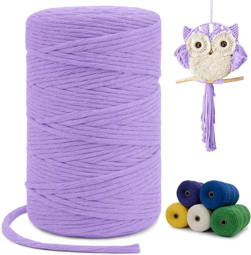 Miniatura 17 de Cuerda de macramé de una sola hebra de 0.197 in x 110 yardas, cuerda de macramé de algodón natural de 0.197 in, cuerda de algodón grueso para colgar