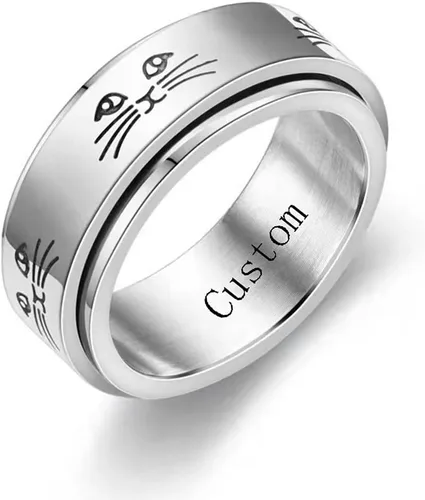 Anillos giratorios personalizados de acero inoxidable para mujeres y hombres, juego de anillos de banda para ansiedad, sol, luna, estrella, anillo