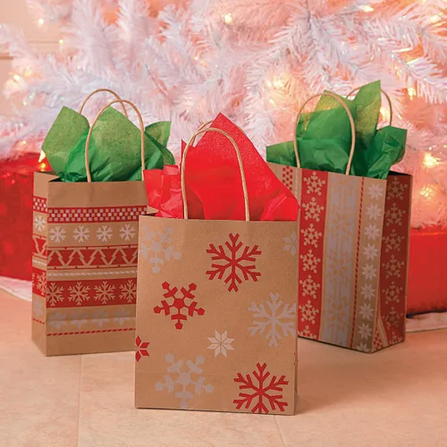 Miniatura 3 de Bolsas para manualidades, diseño con estampado nórdico, color rojo y blanco