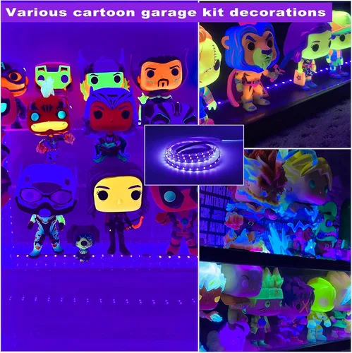 Miniatura 6 de Tiras de luz LED negras de 6.6 pies, 120 perlas de lámpara, kit de tira de luz negra LED con cable USB de 1.5 m, tira de luz Blacklight flexible