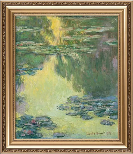 Miniatura 94 de IPIC - Reproducción artística de los lirios de agua de Claude Monet 1906, impresiones giclée coinciden con el marco dorado clásico, arte de pared