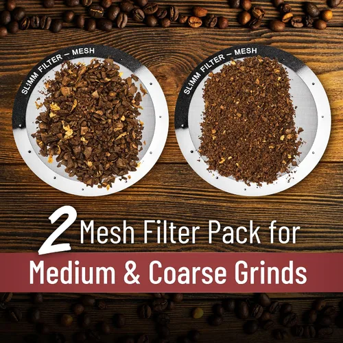Miniatura 4 de Juego de filtros reutilizables – 2 piezas de metal de acero inoxidable – 2 filtros de metal de malla para cafetera AeroPress y máquina de café