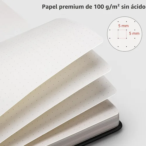 Miniatura 3 de RETTACY Cuaderno de diario con puntos y viñetas, 192 páginas, tamaño mediano A5 (5.7" x 8.3"), tapa dura de cuero, papel grueso de 100 gsm