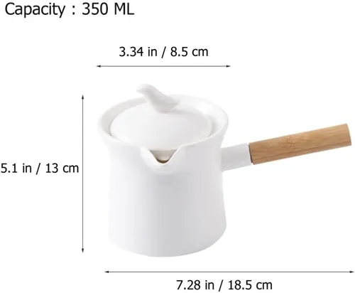 Miniatura 4 de Cabilock Cacerola de cerámica con mango de madera, calentador de mantequilla, mini olla de cocina para leche, té, café, comida para bebés