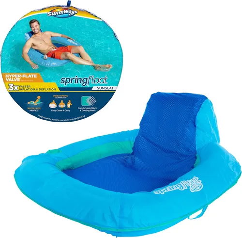 Miniatura 8 de SwimWays Spring Float Premium SunSeat Sillas de Piscina, Flotadores de Piscina Inflables para Adultos con Inflado Rápido para Edades de 15 años