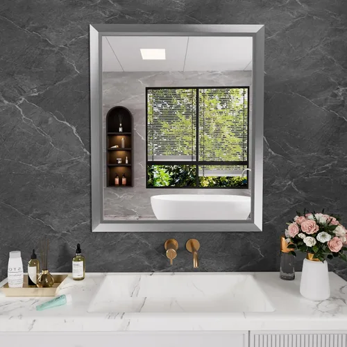 Miniatura 120 de Amorho Espejo de Baño Negro, Espejos de Pared de 24x30 Pulgadas con Marco de Metal Grueso para Sobre el Fregadero, Dormitorio, Sala de Estar