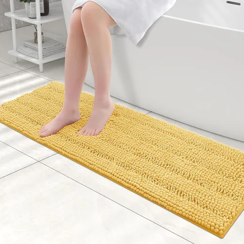 Miniatura 235 de Grandaily Alfombras de baño de felpilla a rayas de 24 x 16 pulgadas, extra gruesas y suaves, absorbentes, parte trasera de goma, alfombra de ducha