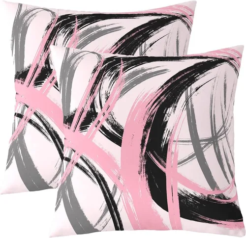 Miniatura 28 de Juego de 2 fundas de almohada abstractas de 16 x 16 pulgadas para niños, niñas, adolescentes, decoración de dormitorio, moderna a rayas, decoración