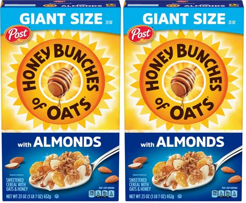 Miniatura 15 de Honey Bunches of Oats Cereal de desayuno con almendras, cereal de almendras con miel con racimos de avena y granola, caja de 12 onzas