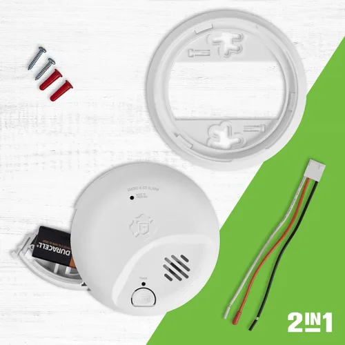 Miniatura 3 de First Alert SMICO100-AC Interconectada Cableada - Alarma Combinada de Humo y Monóxido de Carbono con Batería de Respaldo, Paquete de 12