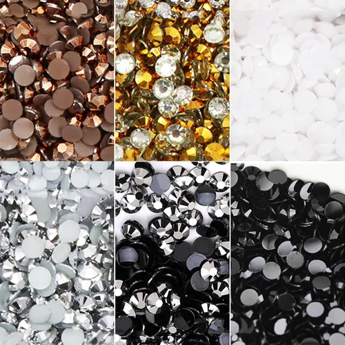 Miniatura 9 de 22800 diamantes de imitación de parte trasera plana de varios tamaños, diamantes de imitación de resina brillante YAEISM con parte trasera plana, 6