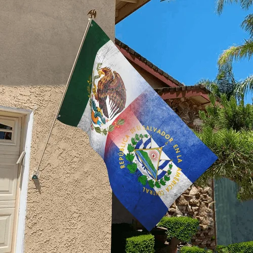 Miniatura 5 de Bandera de México El Salvador - 3x5 pies de nailon, uso en exteriores e interiores