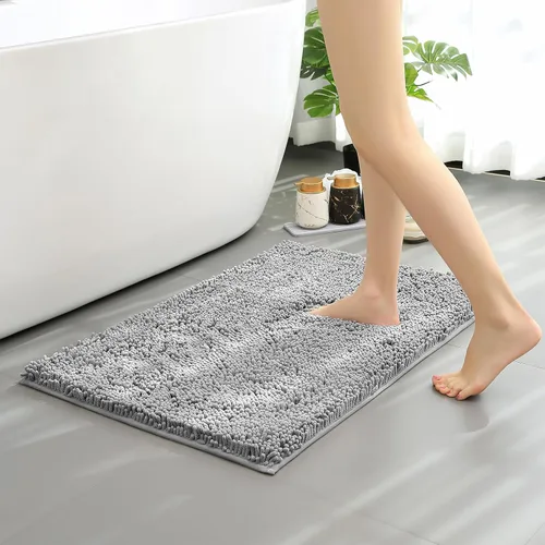 Miniatura 10 de Alfombras de baño de felpilla antideslizantes de 24 x 17 pulgadas, tapetes de baño para baño, ducha, color beige
