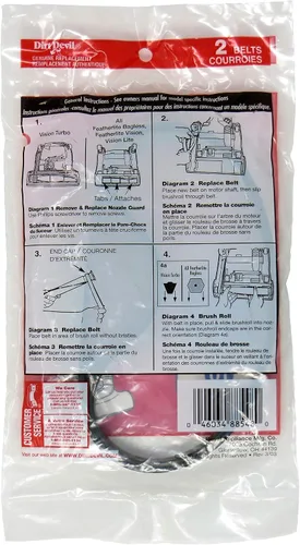 Miniatura 4 de Dirt Devil Style 10 - Cinturón de vacío, paquete de 2, color negro, número de pieza 3860140600, repuesto de correa para uso en modelos
