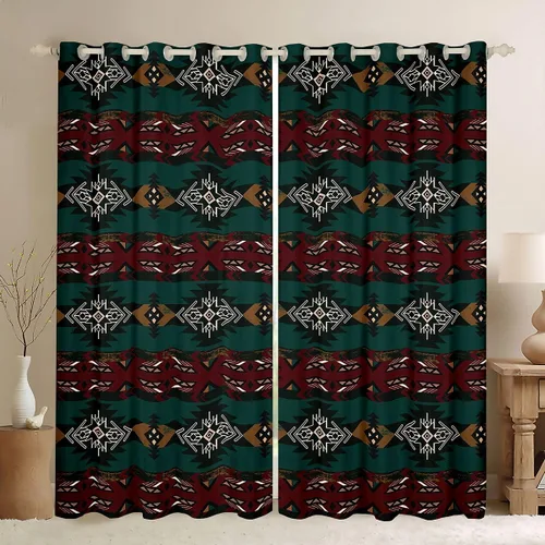 Miniatura 38 de Cortinas opacas de estilo bohemio occidental de 76 x 45 pulgadas, cortinas y cortinas de atrapasueños de vaca, cortinas del suroeste, cortinas