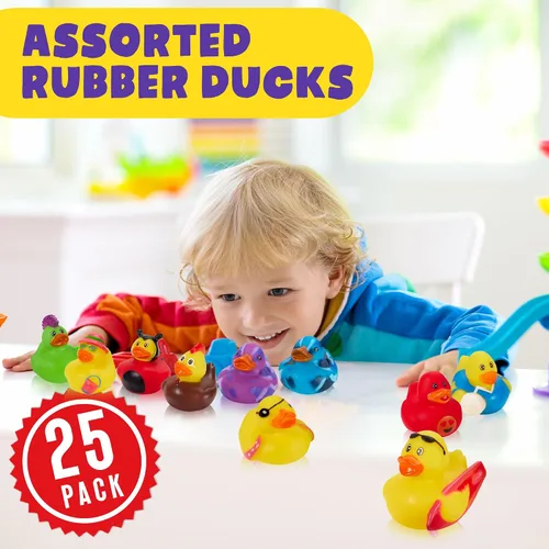 Miniatura 2 de Playbees Surtido de patos de goma para niños, paquete de 25 unidades, juego sensorial, alivio del estrés, relleno de calcetines, regalos