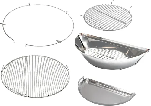 Miniatura 11 de SnS Grills - Inserto original patentado de Slow 'N Sear – Cesta de carbón de acero inoxidable con depósito de agua integrado para ahumar bajo