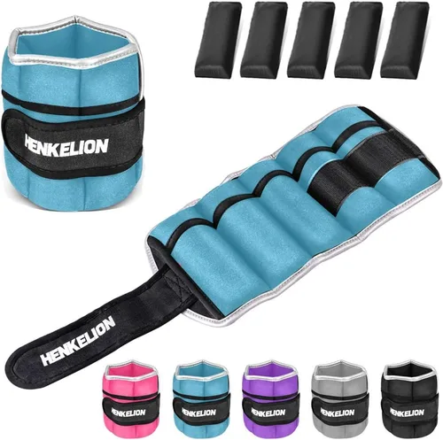 Henkelion - Juego de 1 par de pesas ajustables, tobillo y muñeca, 2, 3, 5 y 10 libras, para gimnasio, entrenamiento, correr, levantamiento de pesas,