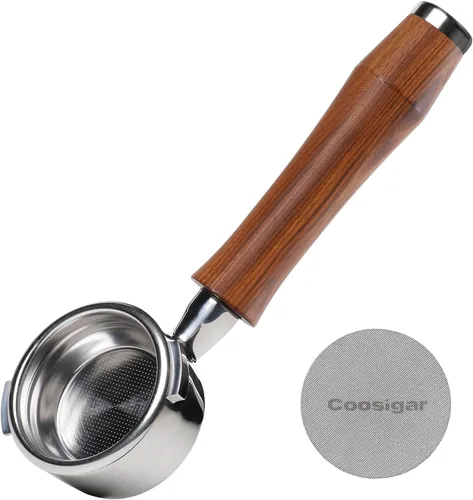 Miniatura 12 de Portafiltro sin fondo de 2.126 in con pantalla de disco Se adapta a máquinas Breville de 2.126 in Portafiltro de acero inoxidable y mango