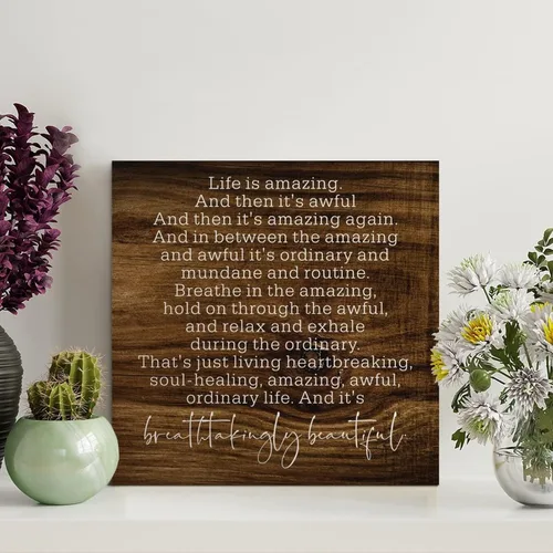 Miniatura 13 de LITTLEGROVE SEEDS Letreros de madera con texto en inglés "I Love You With All My Boobs, placa de madera divertida, motivacional, decoración de pared